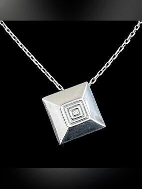 Margot de Taxco Sterling Silver Pyramid Brooch 5135 Modernist Vintage 12g